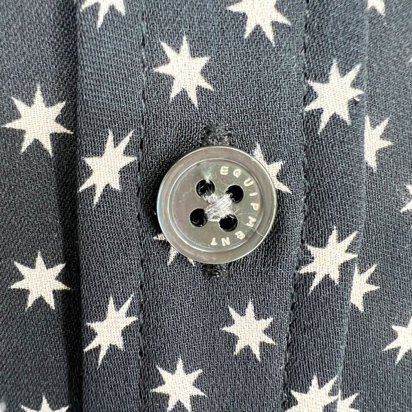 Equipment Silk Star Black White Button-Down Blouse Size Large - Picture 3 of 15